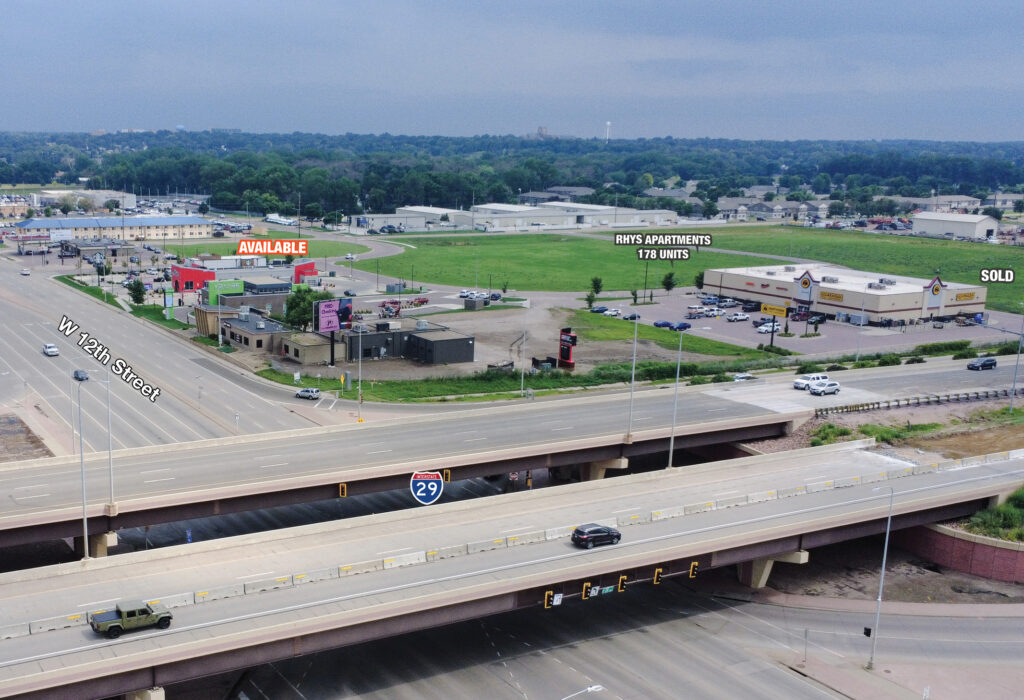 W 12th Street crossing Interstate 29 at the Crossroads Development interchange