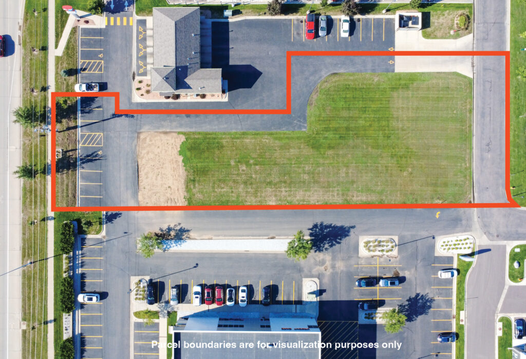 Overhead view of the 0.80-acre commercial land parcel near 85th Street and Minnesota Avenue