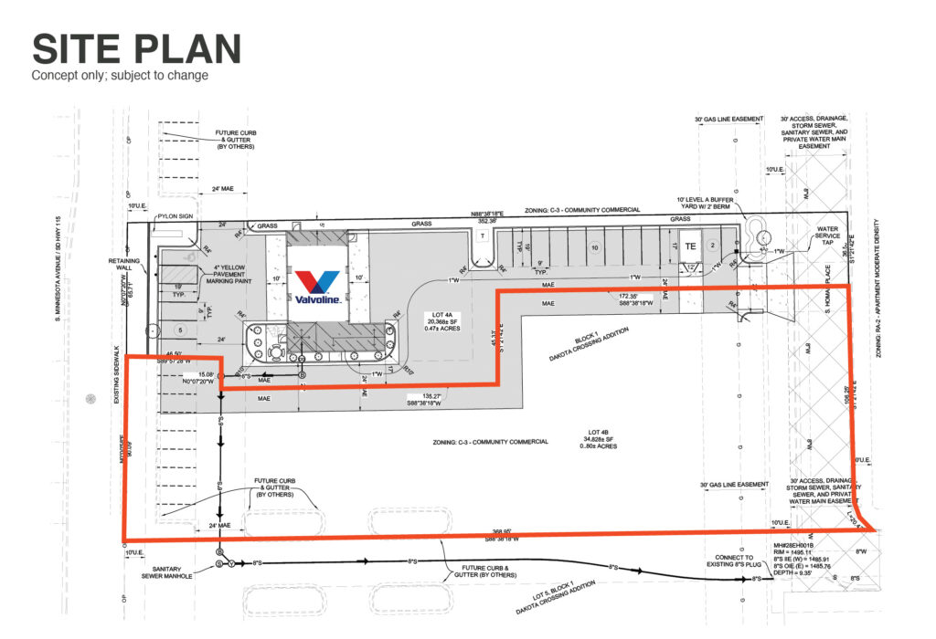 Site plan for the 0.80-acre 85th Street commercial land parcel