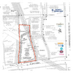 Land plat of the 1.58-acre 81 Gardens commercial parcel showing access and easements