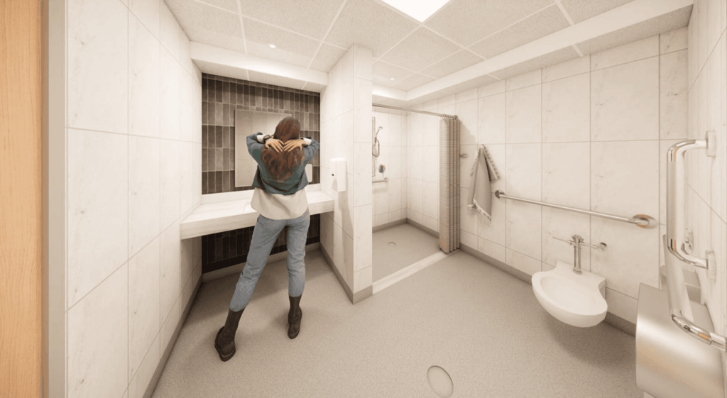 Olson Hall USD Construction bathroom