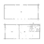 Floor plan of 12,840 SF Tea Exit industrial sublease with warehouse, work and office areas