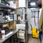 Back-of-house dry storage area with commercial shelving