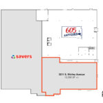 41st and Shirley retail space floor plan showing 12,295 SF available