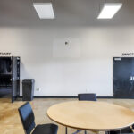 Lobby with double-door access to large multipurpose room