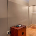 Office storage area with hardwood flooring