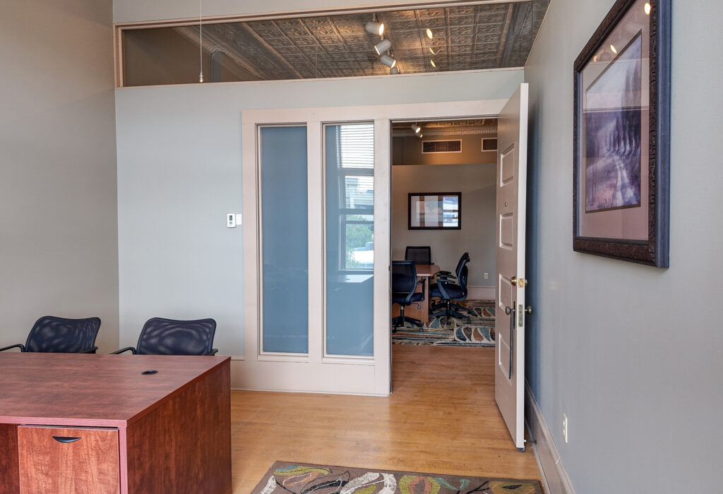 Private office facing the meeting area