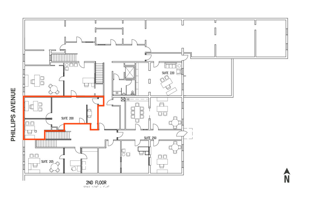 Floor plan of 868 SF Beach Pay Suite 200