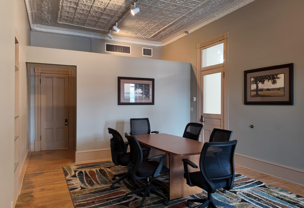 Potential reception and work area inside the second-floor office suite