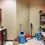 Break room with cabinetry and sink