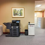 Copy and work area with built-in cabinetry