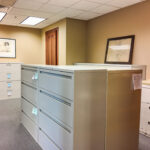 Open work area with filing storage
