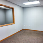 Private office with interior window at West 12th Street flex building