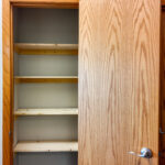Shelved storage closet in the office area
