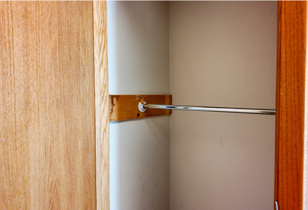 Coat closet in the office and retail area
