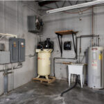 Shop utility area with sink and mechanical equipment