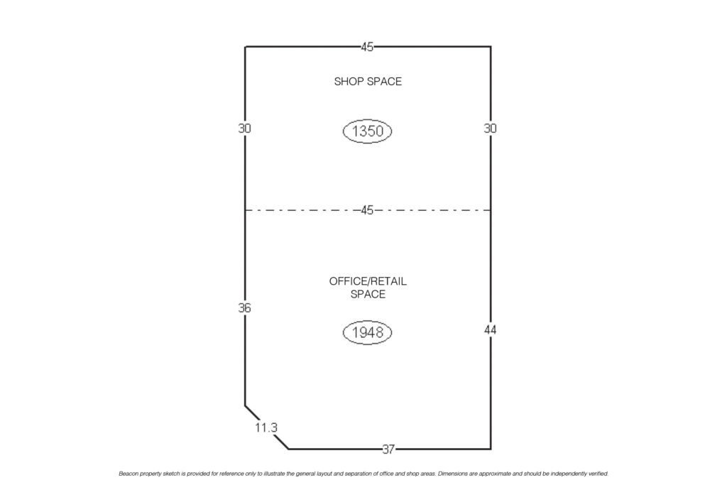 Floor plan showing office retail and shop areas in the West 12th Street flex building
