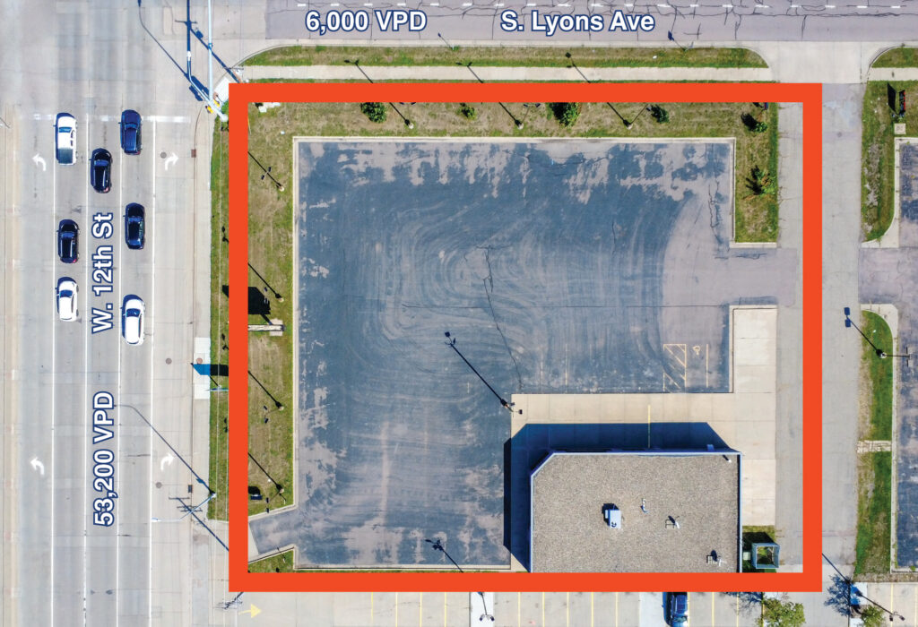 Aerial view of West 12th Street commercial flex property