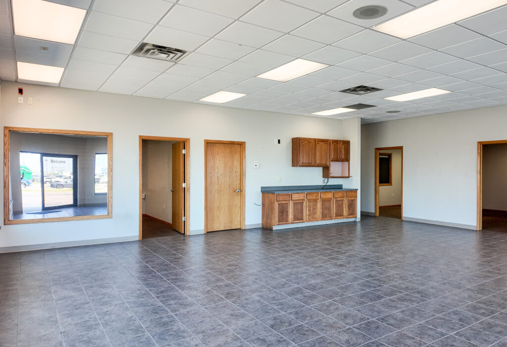 Commercial flex space with private offices and open showroom