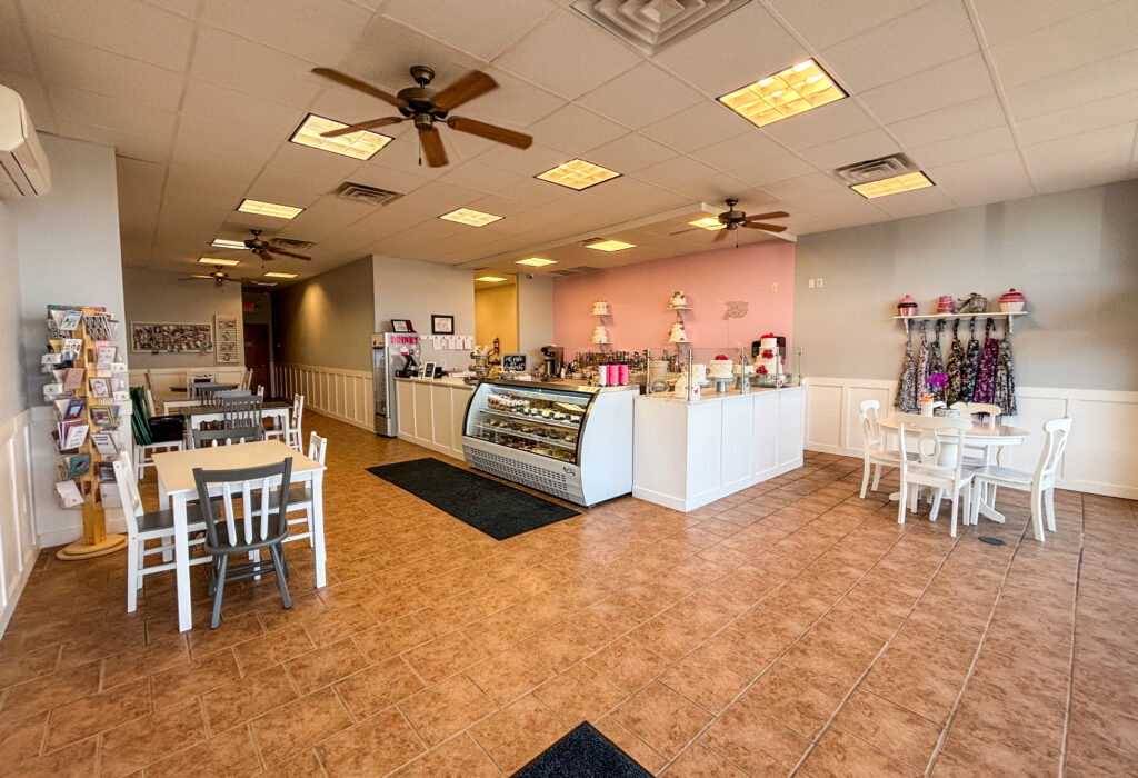 Customer service and seating area inside Harrisburg Crossing 100